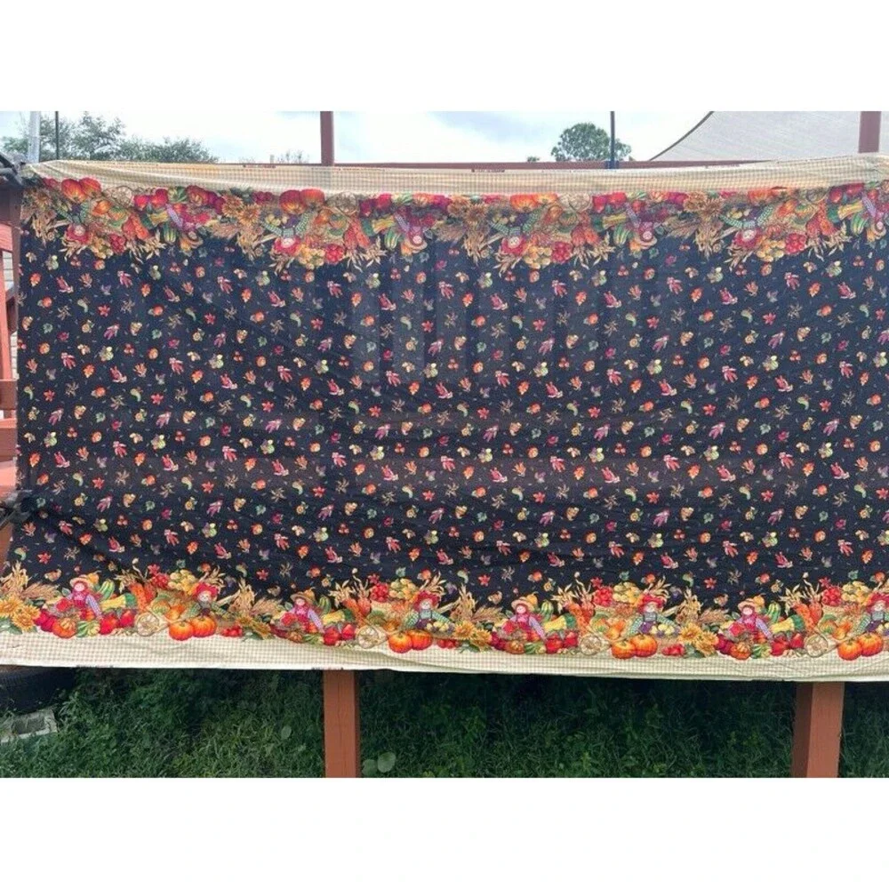 Vintage Sharon Kessler Concord Fall Thanksgiving Harvest Fabric HUGE 14ft by 58